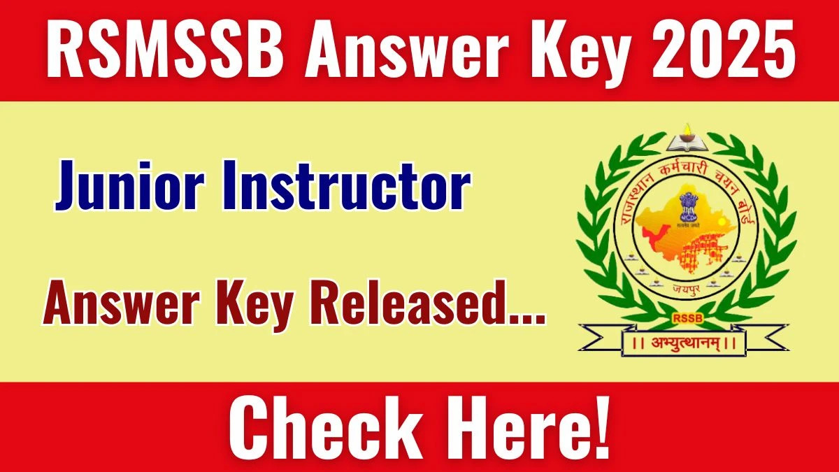 RSMSSB Junior Instructor Answer Key 2025 Download